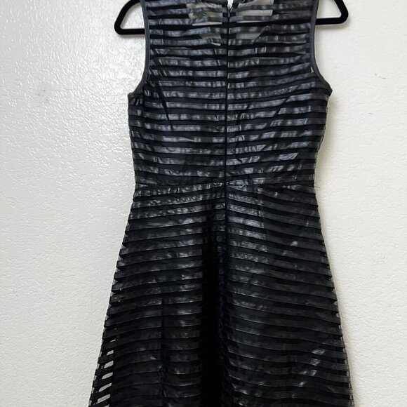 Sans Souci Sleeveless Fit Flare Faux Leather & Mesh Dress Cocktail‎ Small NWT - Picture 6 of 11